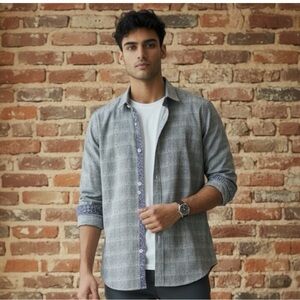 Bugatchi Black and White Button Down Mens Shirt